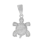 Sterling Silver Turtle with Pave Clear Cubic Zirconias